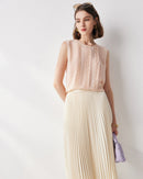 Lace-Paneled Sleeveless Silk Shirt