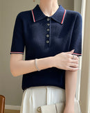 Retro Short-Sleeve Polo Sweater