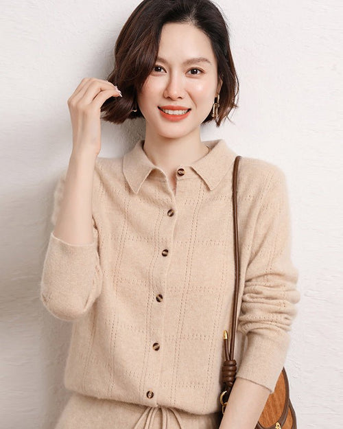 Cashmere Openwork Cardigan Sweater