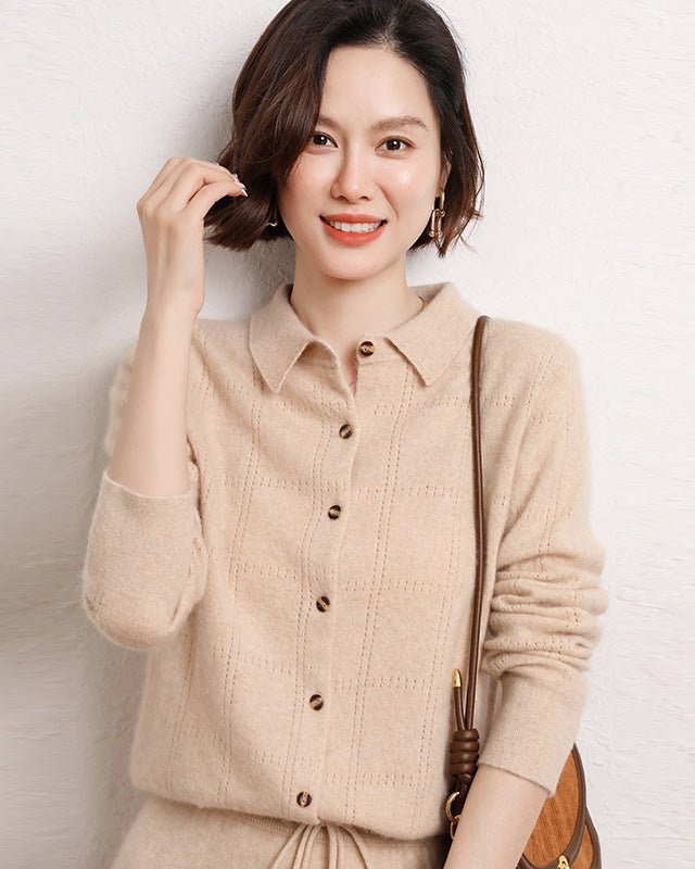 Cashmere Openwork Cardigan Sweater