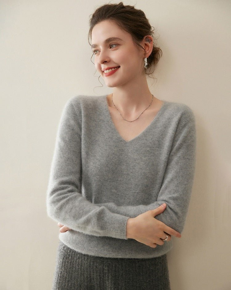 V-Neck Pure Cashmere Knit Pullover