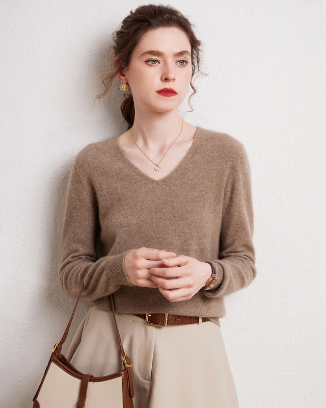 V-Neck Pure Cashmere Knit Pullover
