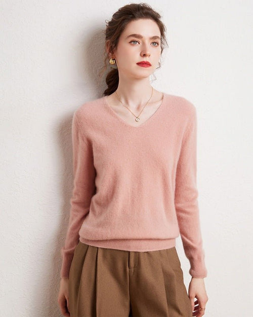 V-Neck Pure Cashmere Knit Pullover