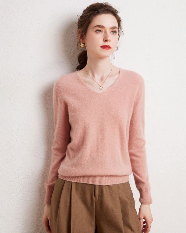 V-Neck Pure Cashmere Knit Pullover