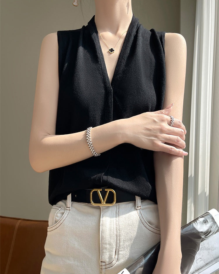 Lightweight V-Neck Knitted Vest