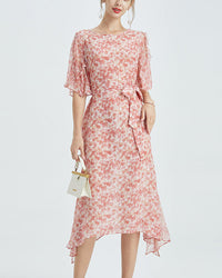 Loose-Fit Round-Neck Floral-Print Dress