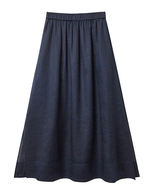 Loose-Fit Linen Skirt With Slits