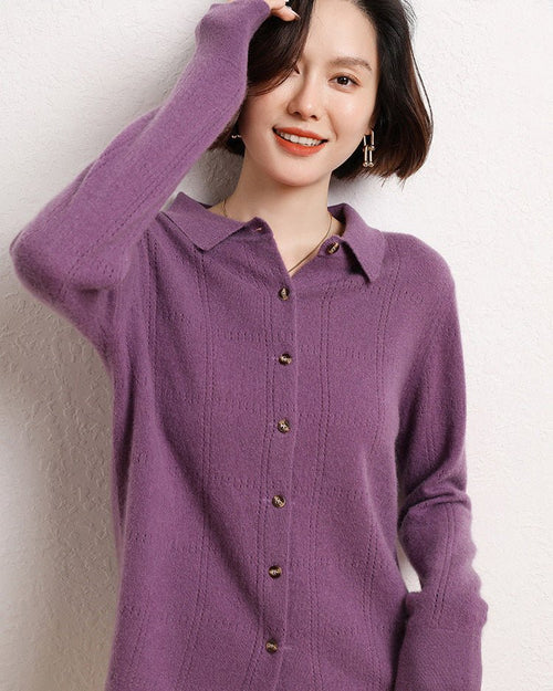 Cashmere Openwork Cardigan Sweater
