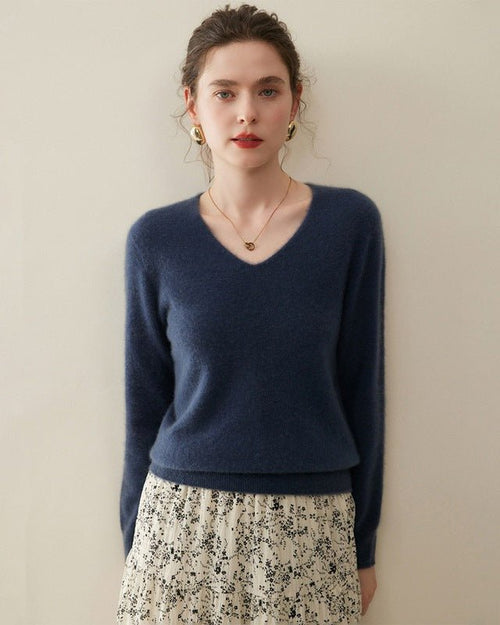 V-Neck Pure Cashmere Knit Pullover