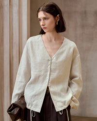 Versatile Casual Linen V-Neck Shirt