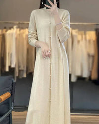 Oversized Button Detailed Wool Dress