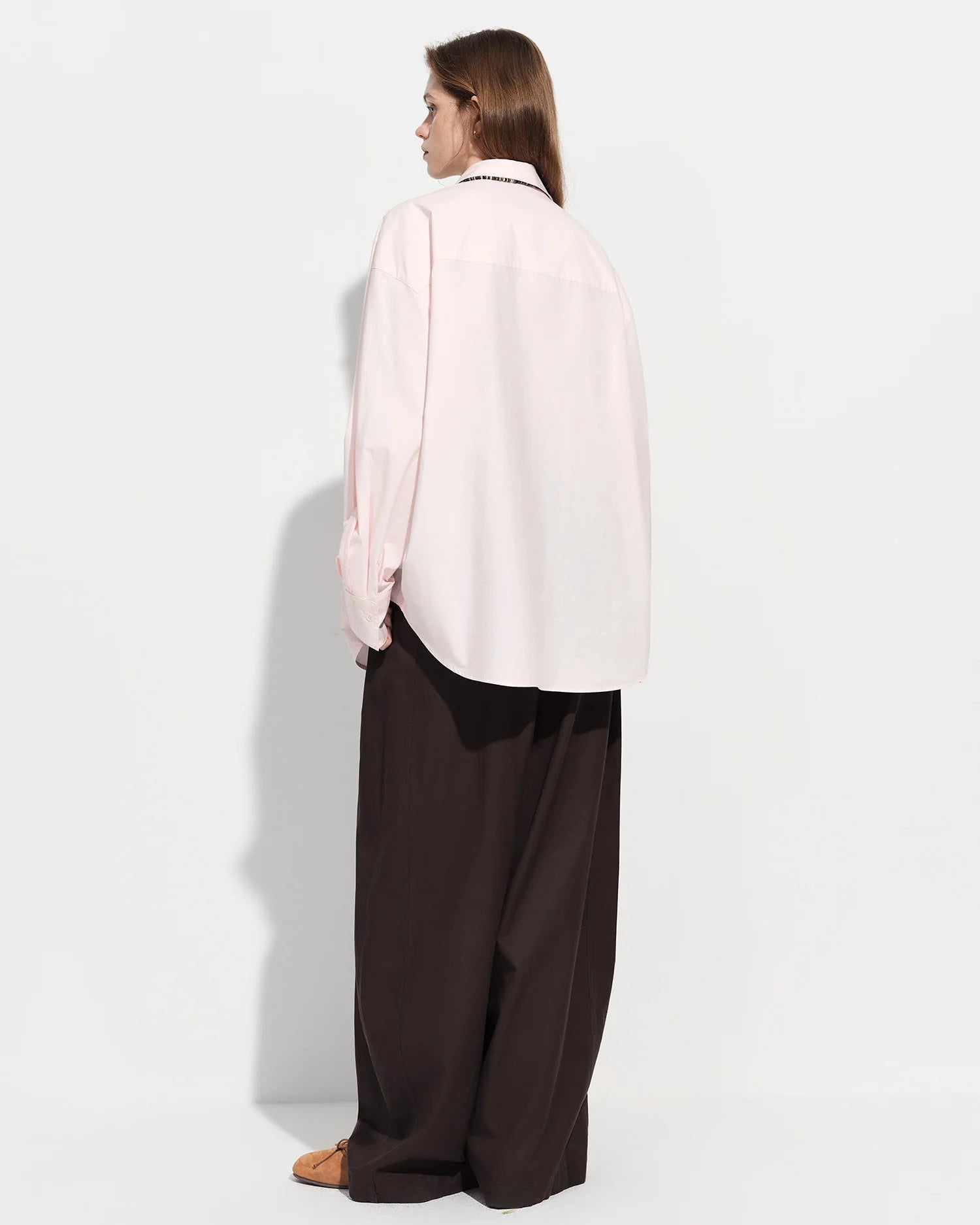 Loose-Fit Cotton Stand-Collar Shirt