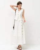 Loose-Fitting Woven Solid Color A-Line Long Skirt