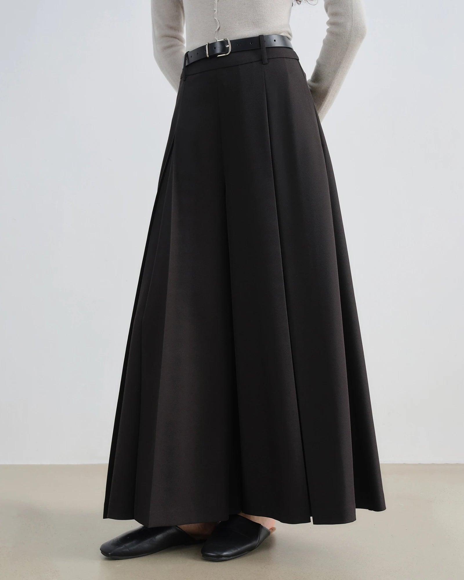 High-Waisted Pleated Wide-Leg Pants