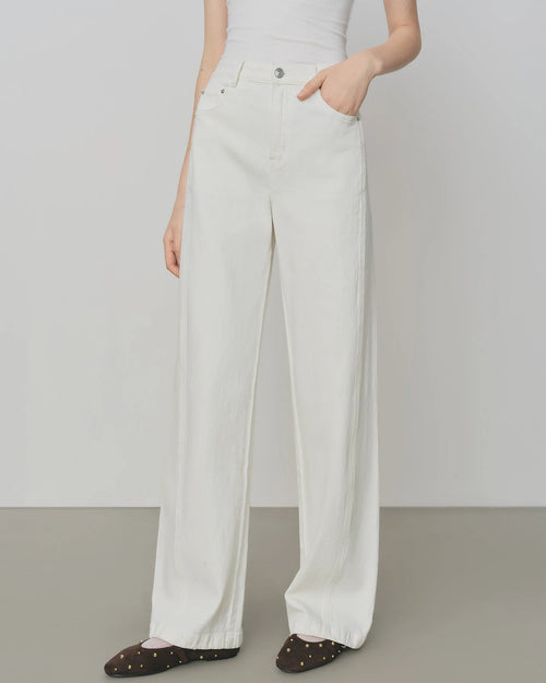 Premium retro raw denim high-waisted jeans crafted for a modern fit, offering a structured waistline and timeless comfort for your lounging needs or daily activities.