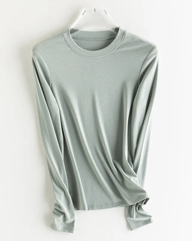 Wool-Blend Long-Sleeve O-Neck Tee