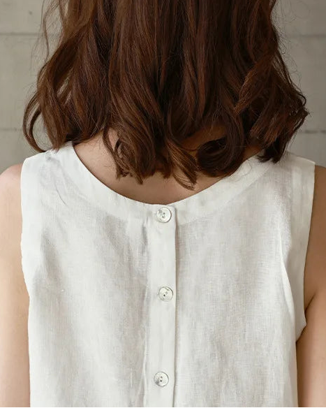 Pure Linen Reversible Cropped Vest