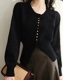 Round-Neck Short Knitted Cardigan