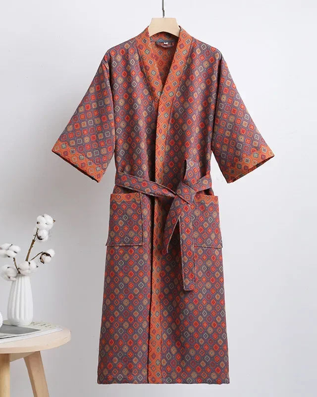 Cotton Double Gauze Japanese Kimono Robe