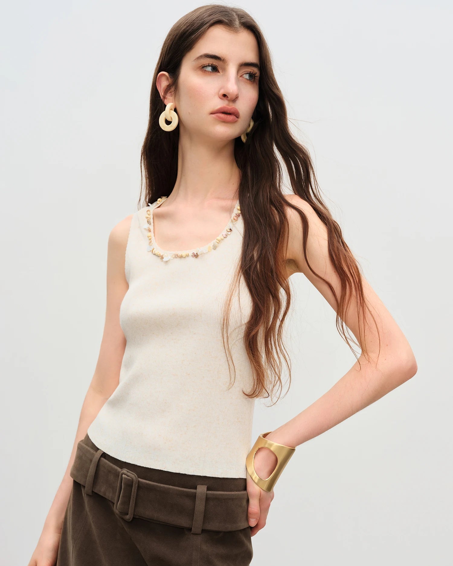 Slim-Fit A-Line Sleeveless Knitted Vest