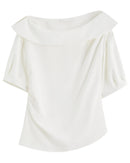 Asymmetric Collar Crinkle Office Shirt