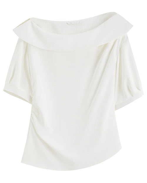 Asymmetric Collar Crinkle Office Shirt