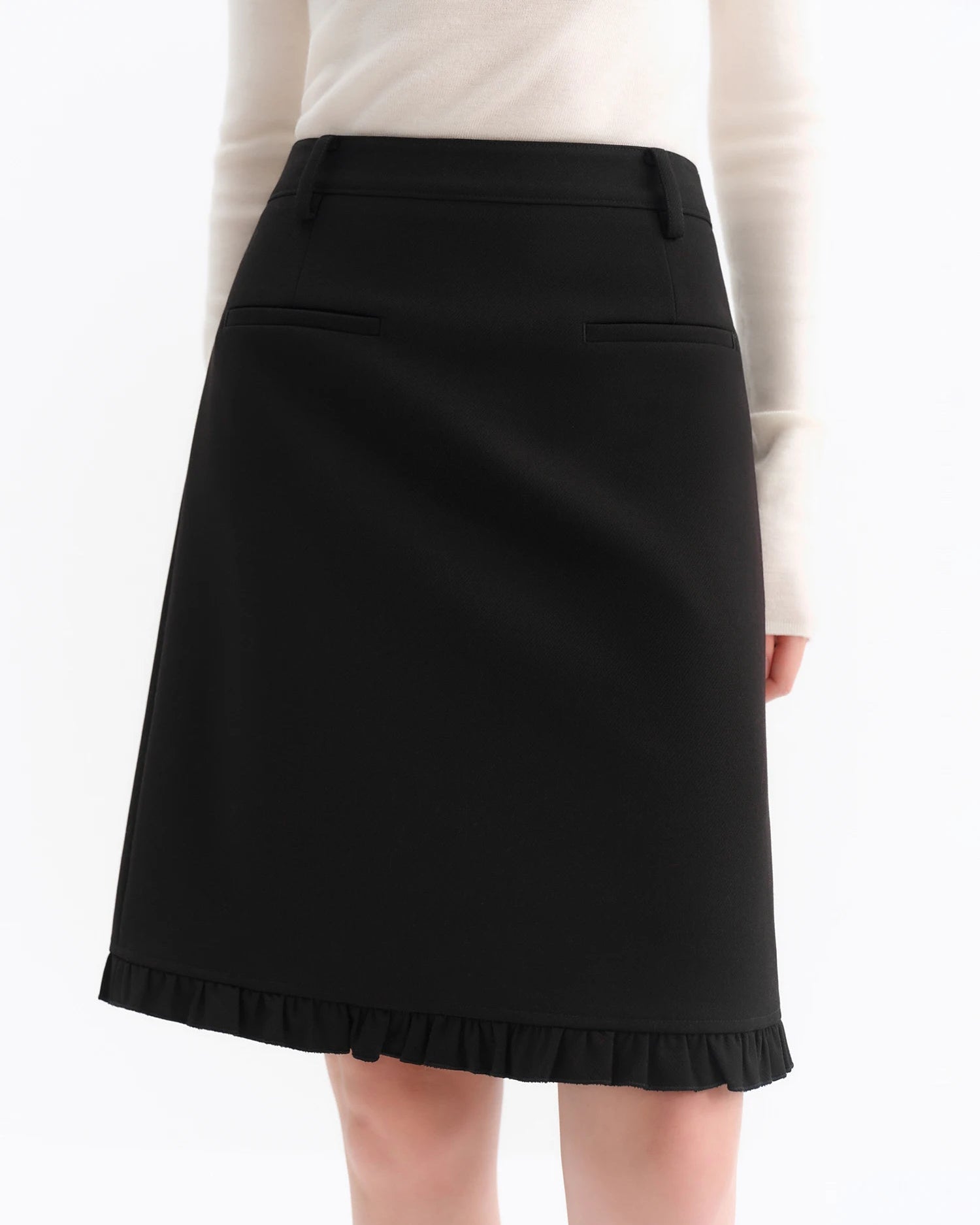Ruffled Hem A-Line Midi Skirt