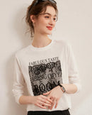 Letter Lace Patchwork Round Neck T-Shirt