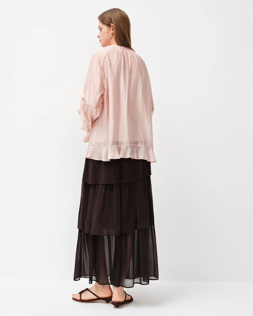 Floral Flowy Blouse With Silk-Blend Camisole