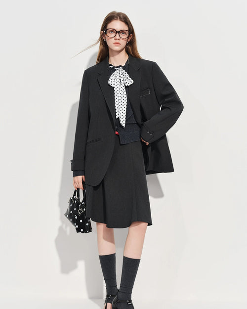 Loose-Fitting Single-Breasted Lapel Suit Jacket