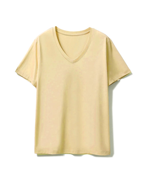 Silk-Cotton-Modal V-Neck Short Sleeve Tee