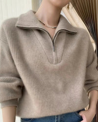 Gentle Herd Lapel Zipper Cashmere Pullover