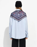 Long-Sleeve Stand-Collar Shirt With Silk Scarf