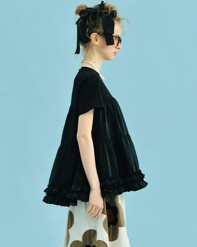 Tiered Spliced Relaxed Knit Tee