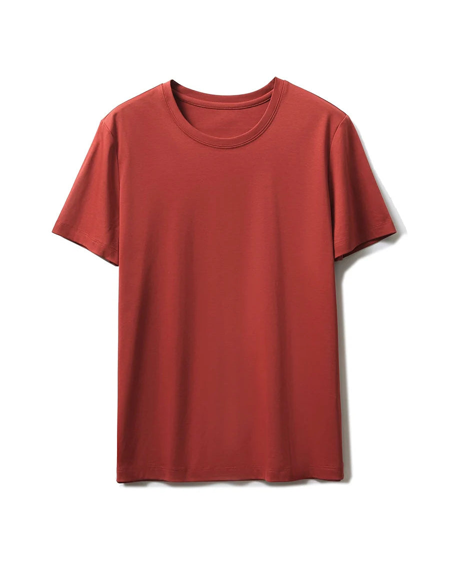 Silk-Cotton-Modal O-Neck Short Sleeve Tee
