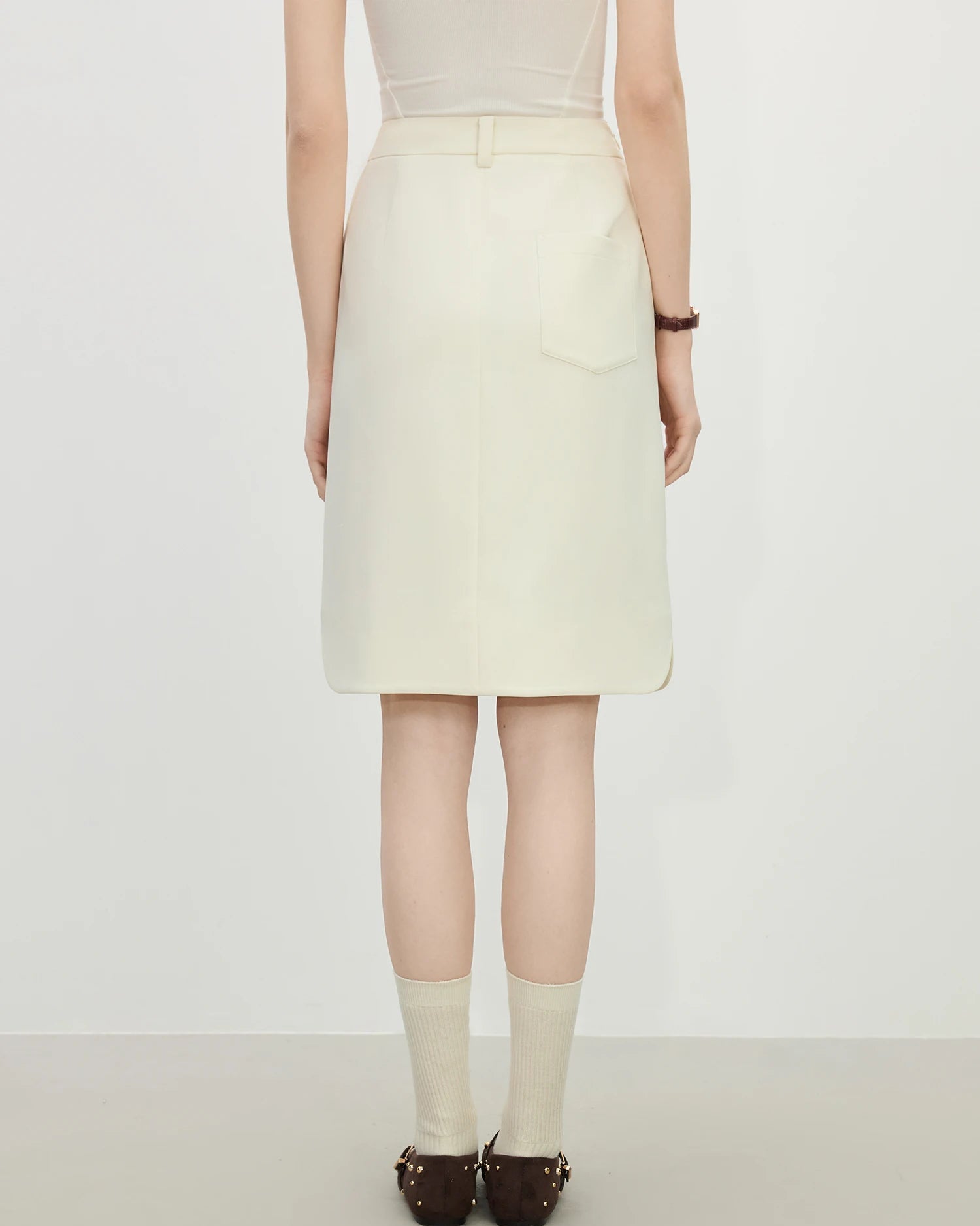 Slim-Fit Straight Knee-Length Skirt