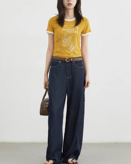 Loose High-Waist Wide Leg Lyocell Jeans