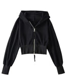 Double-Zip Cropped Hoodie Jacket