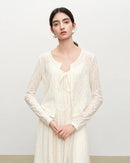 Lace-Trimmed Knit Cardigan