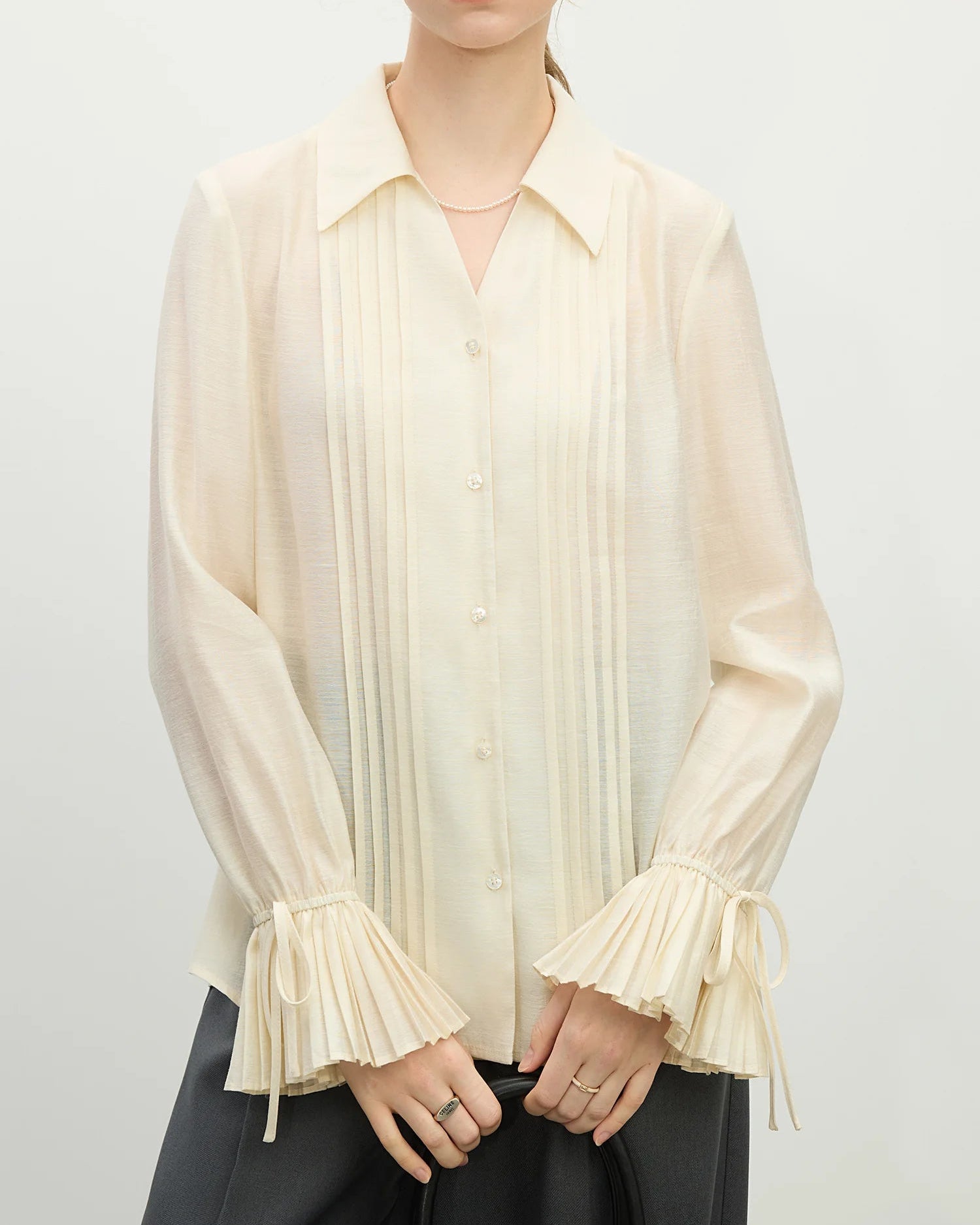 Versatile Pleated Long Sleeve Chic Shirt