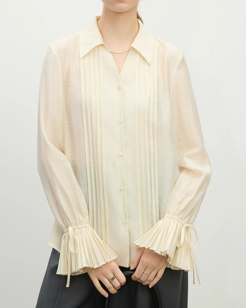 Versatile Pleated Long Sleeve Chic Shirt