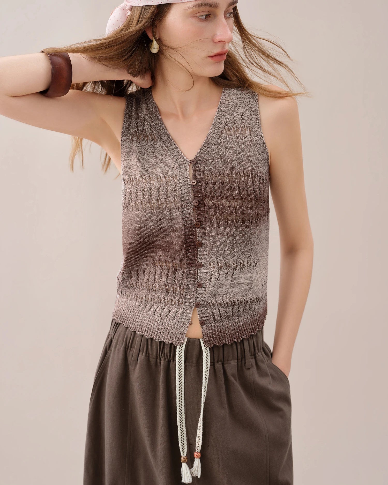 Relaxed-Fit Knitted Sleeveless Vest