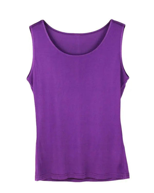 Silk-Viscose Jersey O-Neck Knit Sleeveless Tank Top