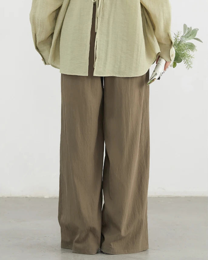 High-Waist Pleated Wide-Leg Trousers