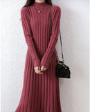Ribbed Knitted 100% Wool Sweater Dress