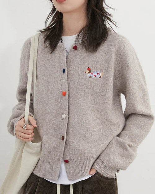Relaxed Knit Cardigan With Round Neck