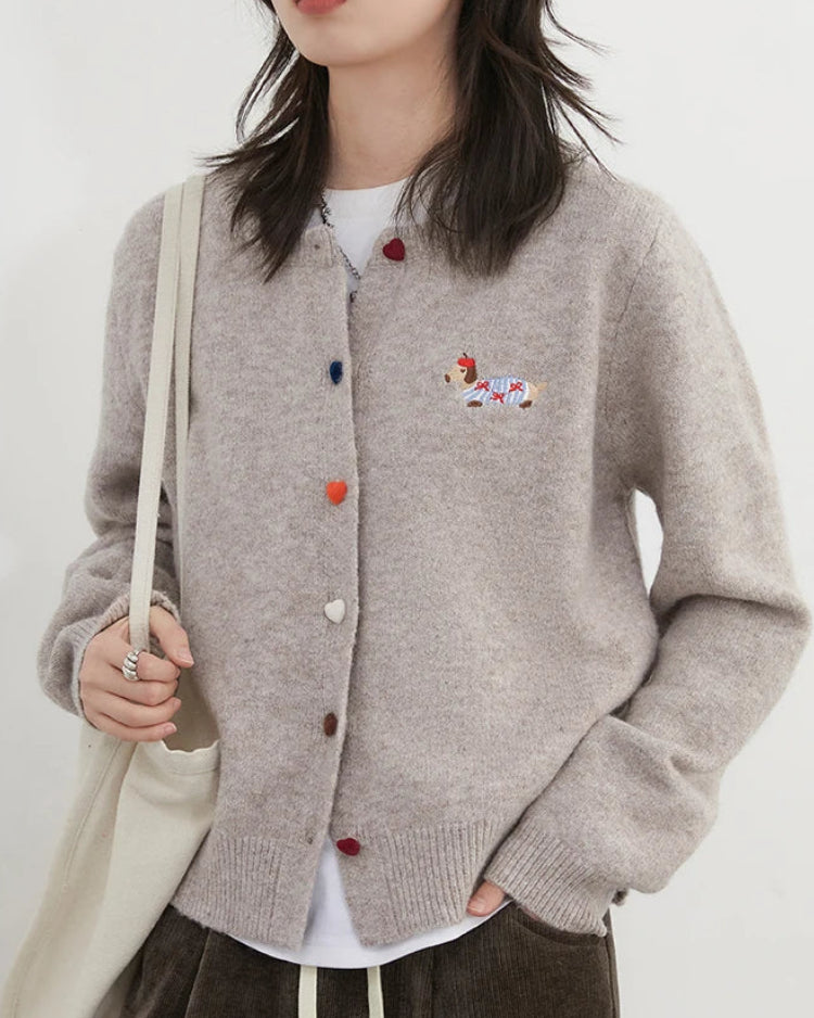 Relaxed Knit Cardigan With Round Neck