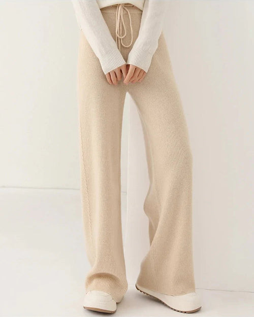 100% Wool Knitted Straight Leg Pants