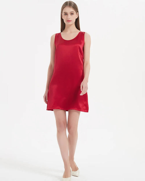 Mulberry Silk Round Neck Sleeveless Mini Dress