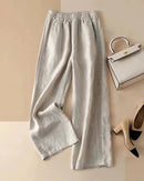Cotton-Linen Blended Wide Leg Trousers